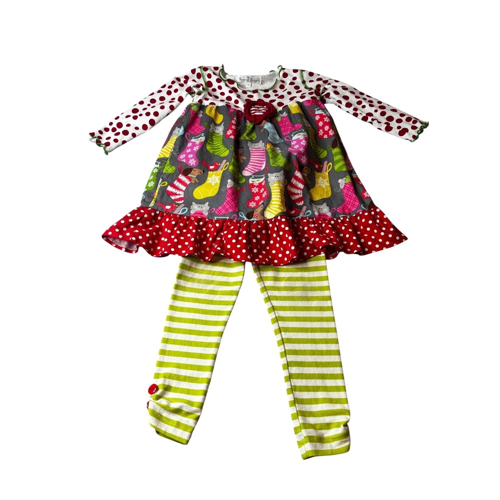 Baxter & Beatrice Girls 3T Christmas Stocking Tunic Dress and Leggings Set